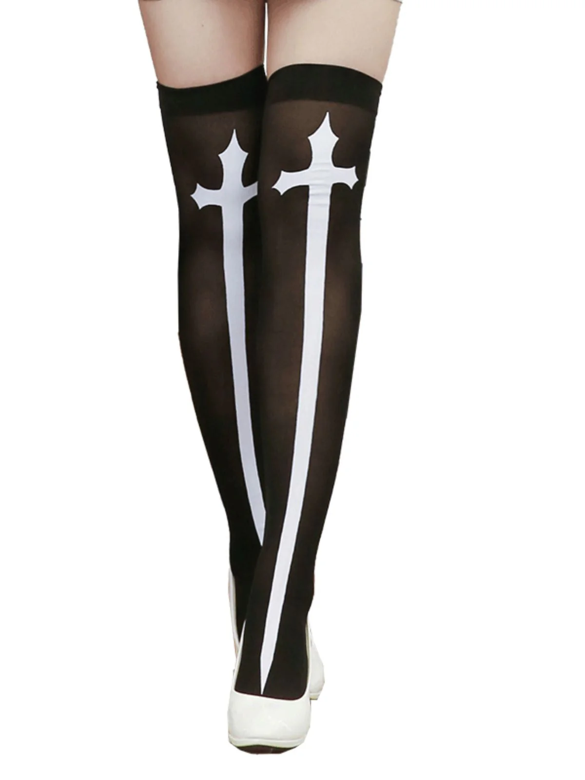 Bas cuissardes à imprimé croix d'Halloween - Image 6