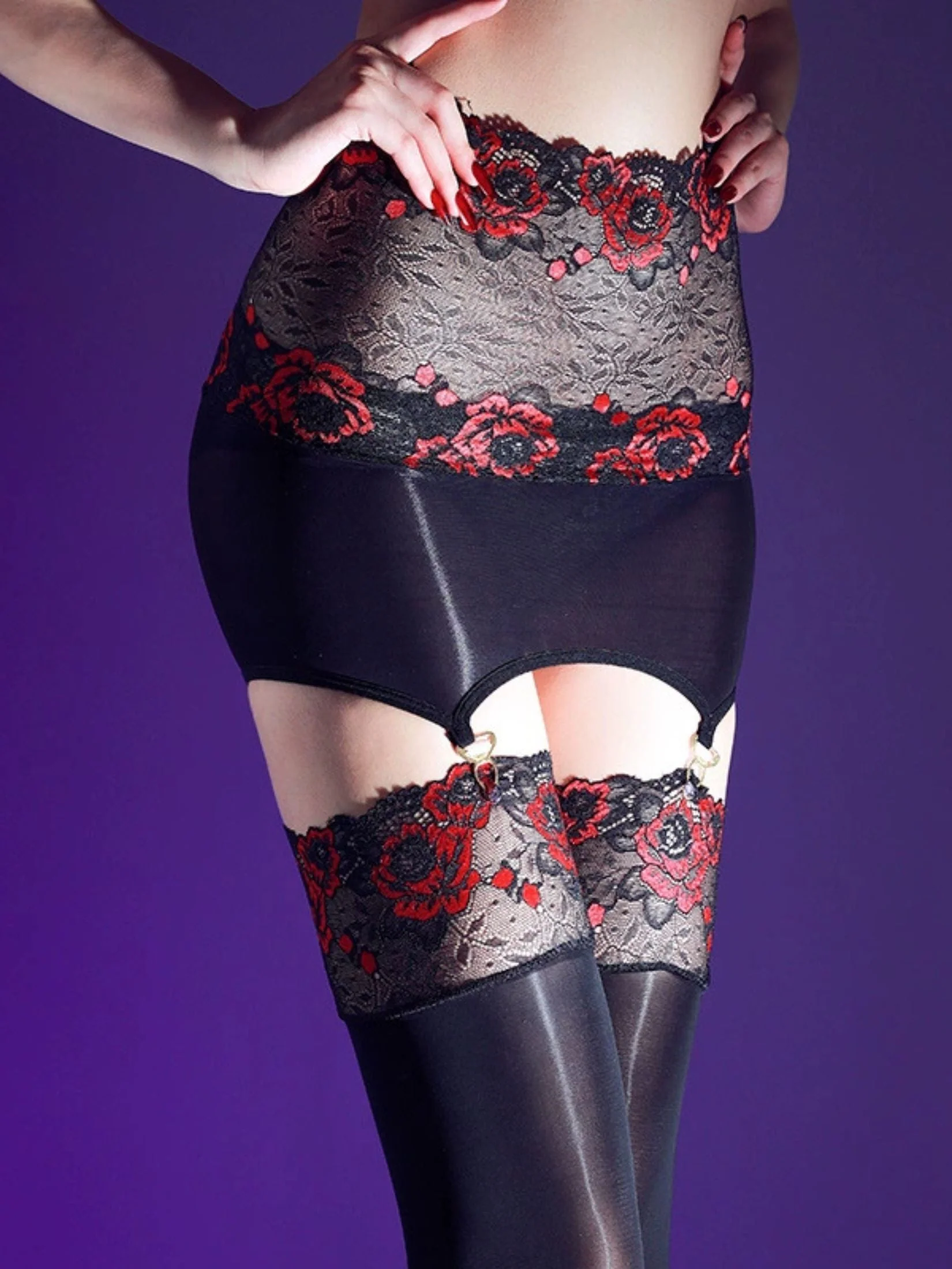 Bas porte-jarretelles moulants en dentelle pour Halloween