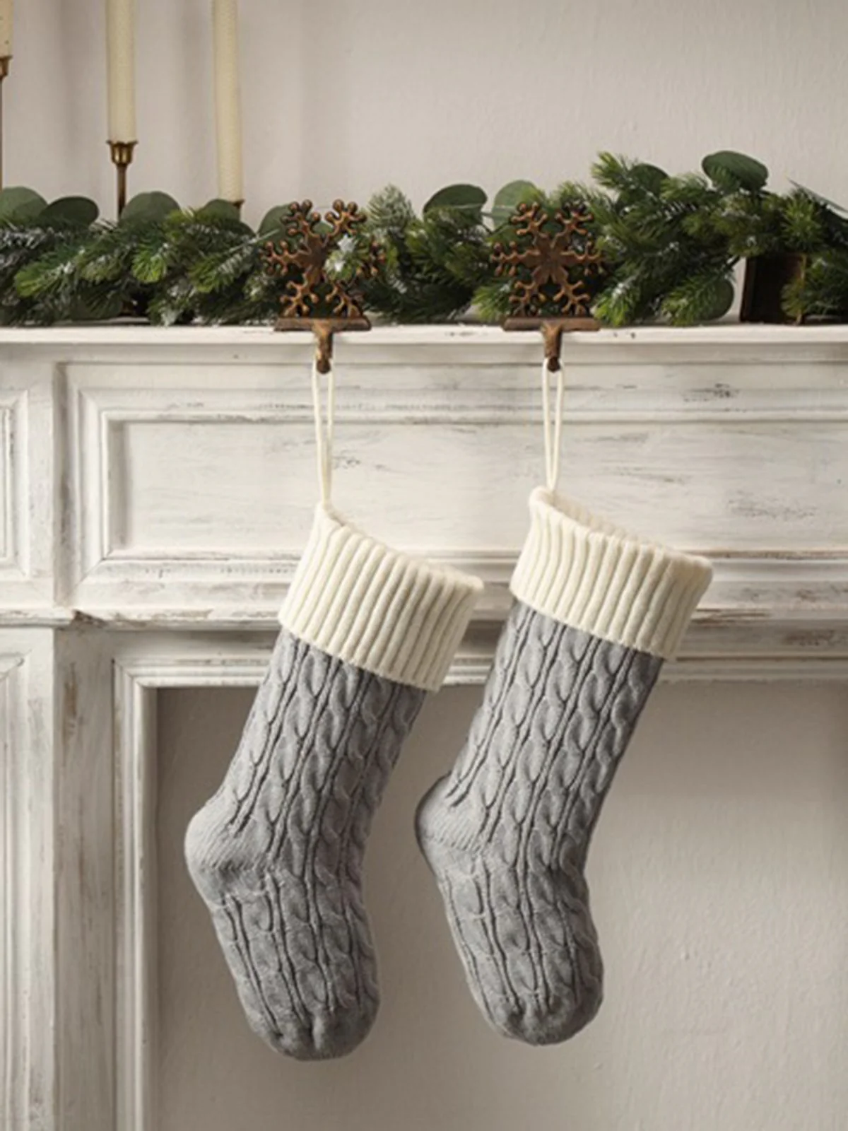 Bas tricotés en torsade décorations de Noël - Image 3