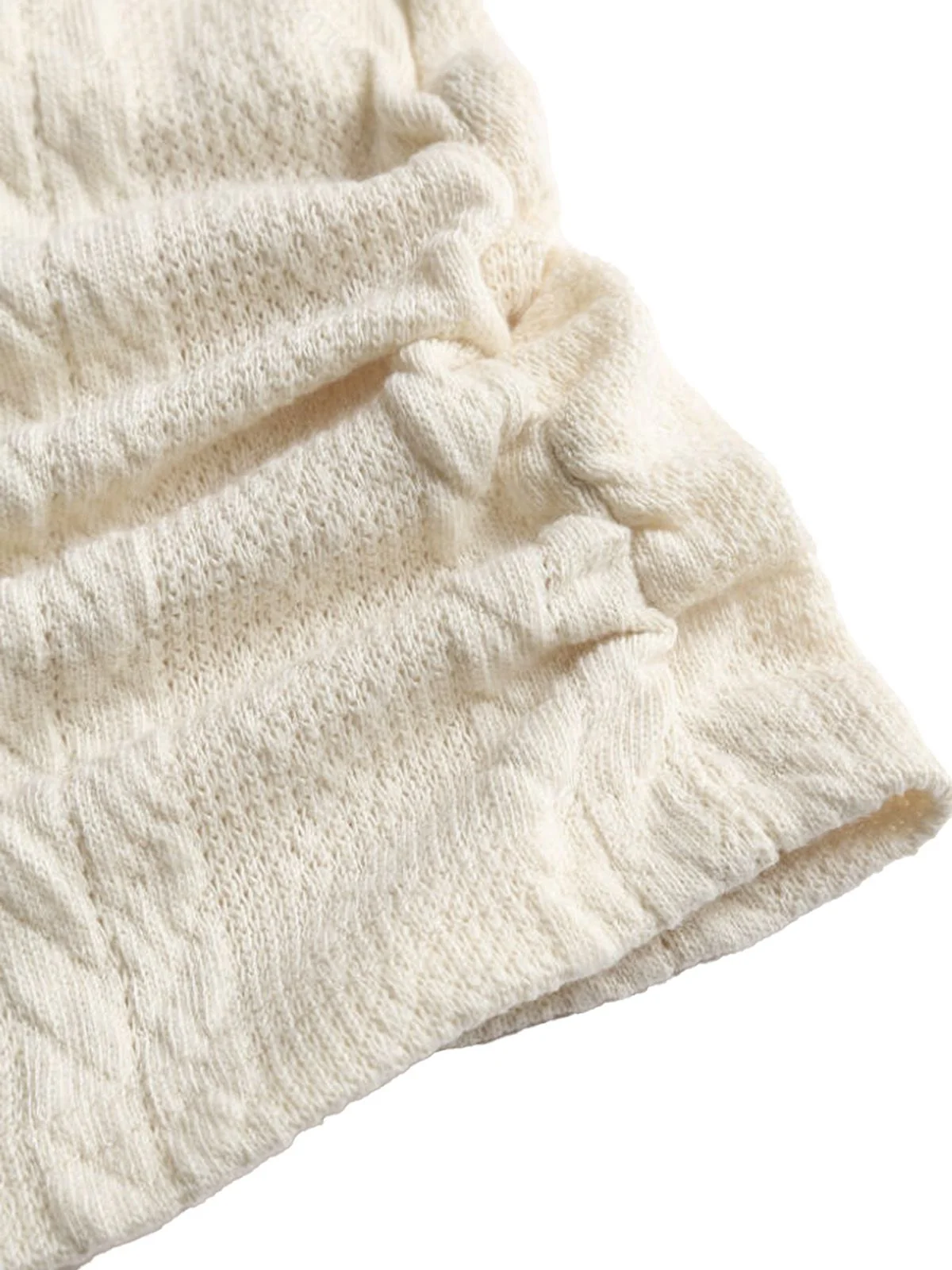 Beige 1960s Solid Faux Button Knitted Sweater - Image 4