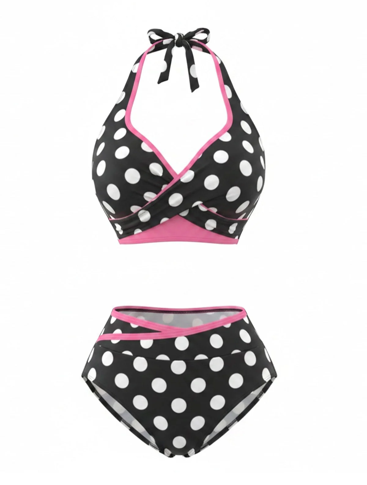 Bikini à Pois Bord Rose Années 1980