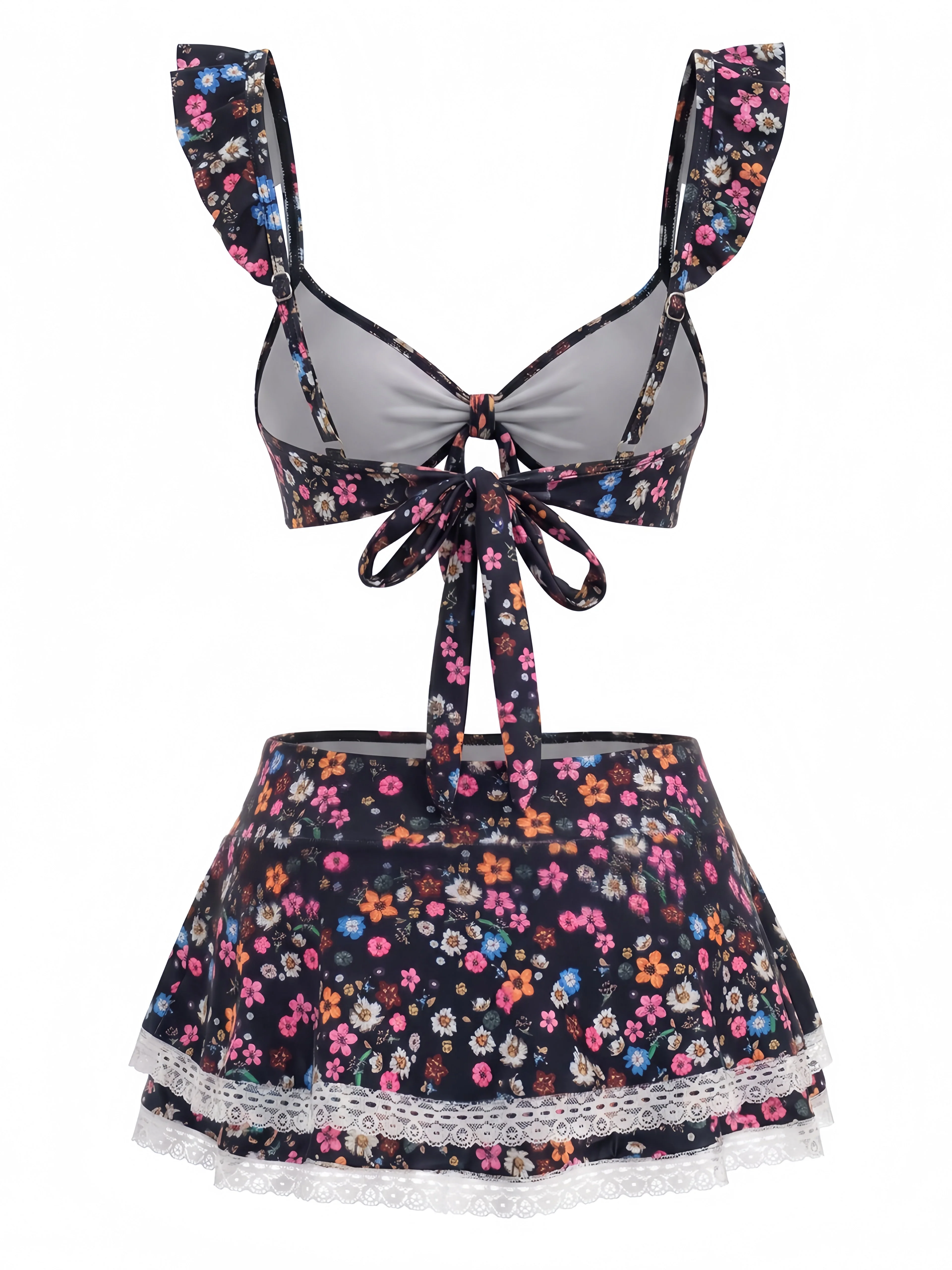 Bikini à Volants Fleurs avec Dentelle Années 1940 - Image 14