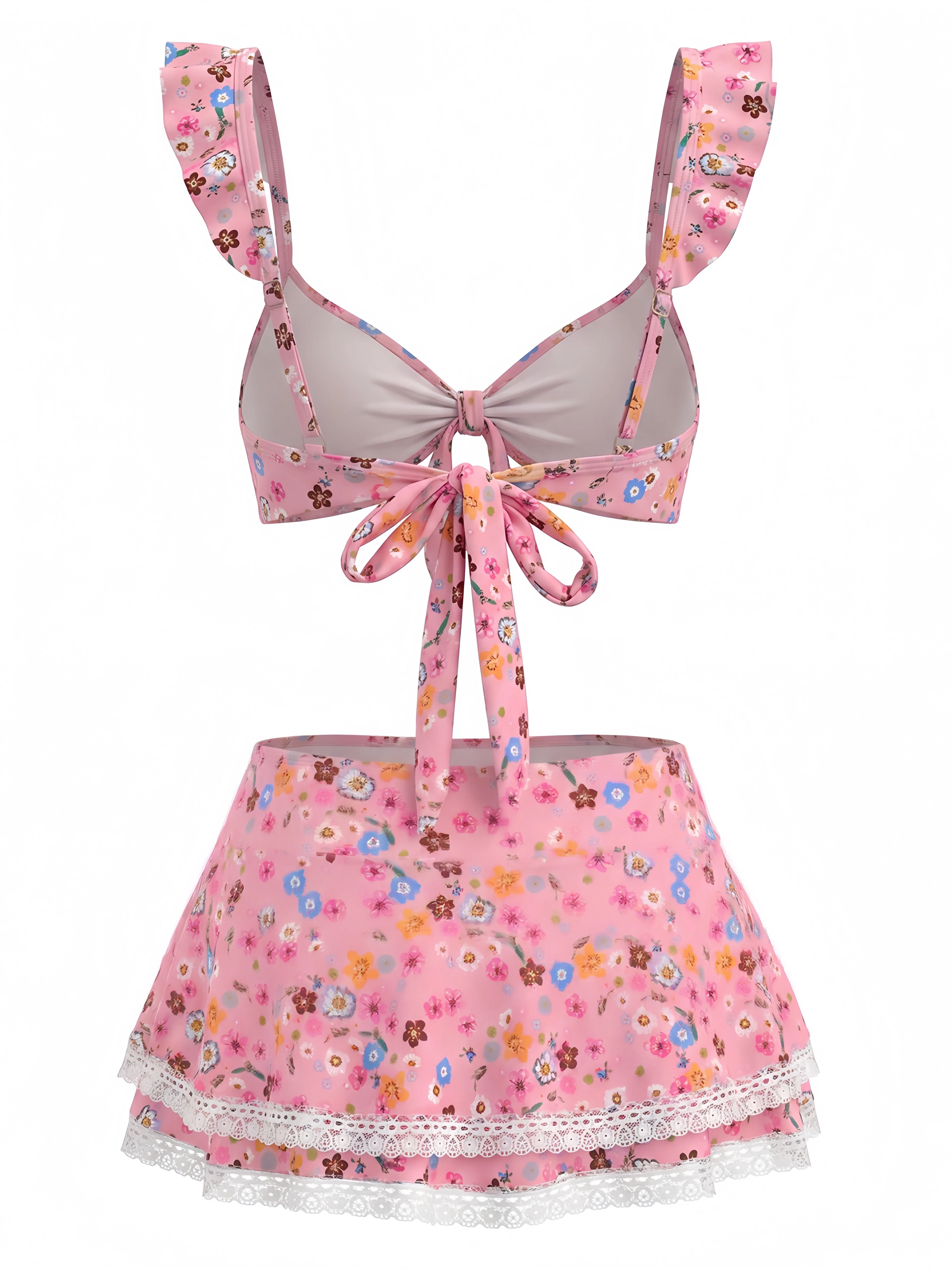 Bikini à Volants Fleurs avec Dentelle Années 1940 - Image 6