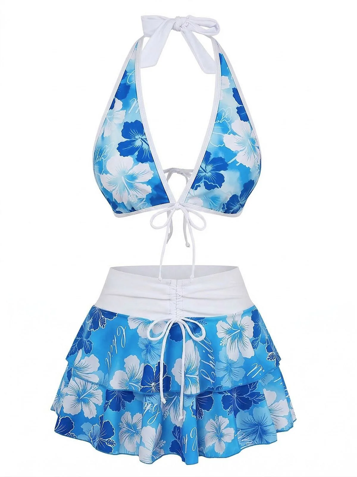 Ensemble bikini rose à imprimé floral et à volants 1960s - Image 12