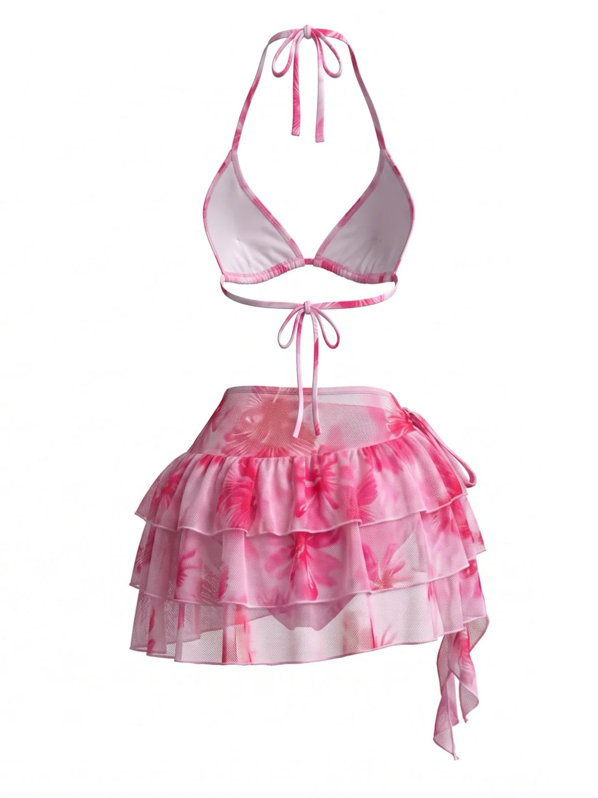 Bikini Licou Rose et Mini Jupe Tulle Années 1980 - Image 3
