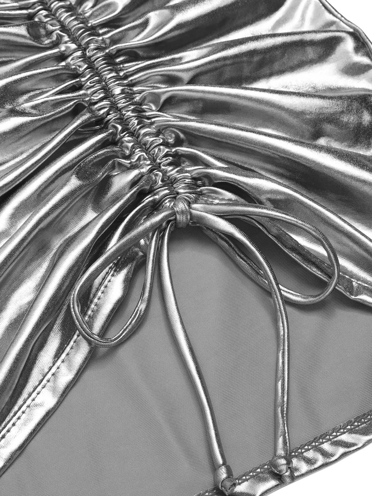 Bikini métallisé dos nu et paréo froncé années 1970 - Image 5