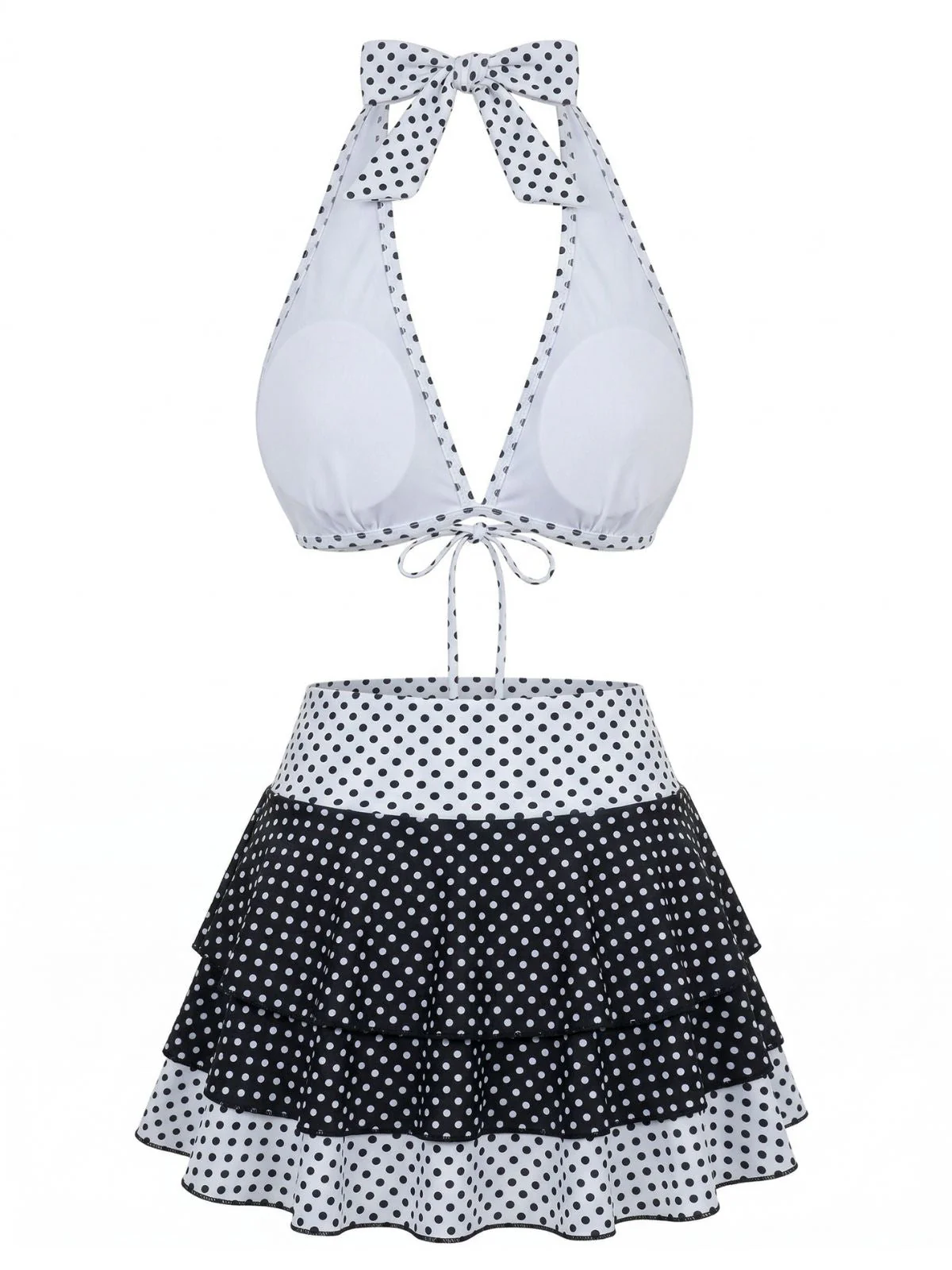 Bikini Noir à Pois et Cache Maillot Années 40 - Image 3