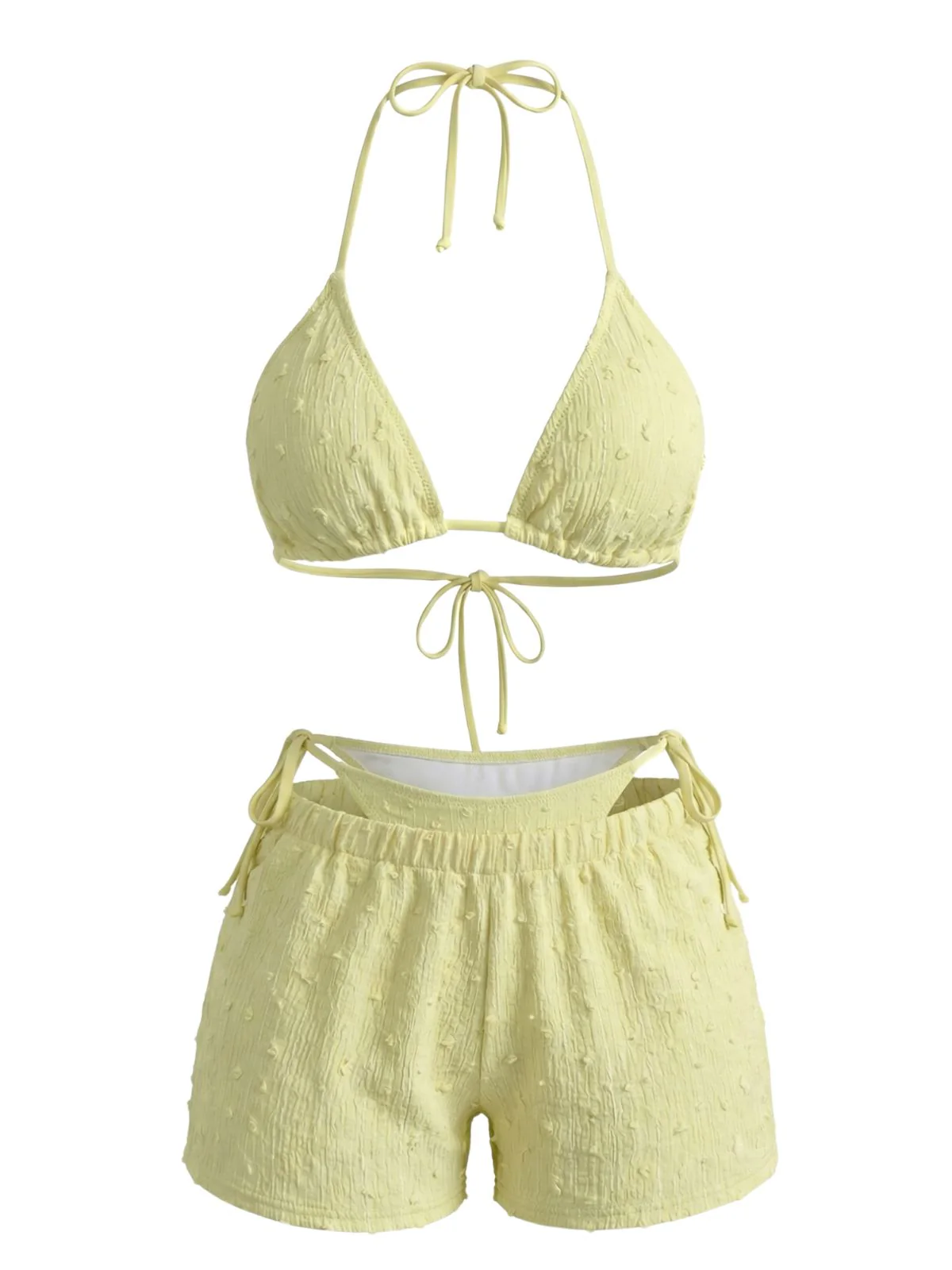 Bikini Texturé et Short Jaune Années 1950