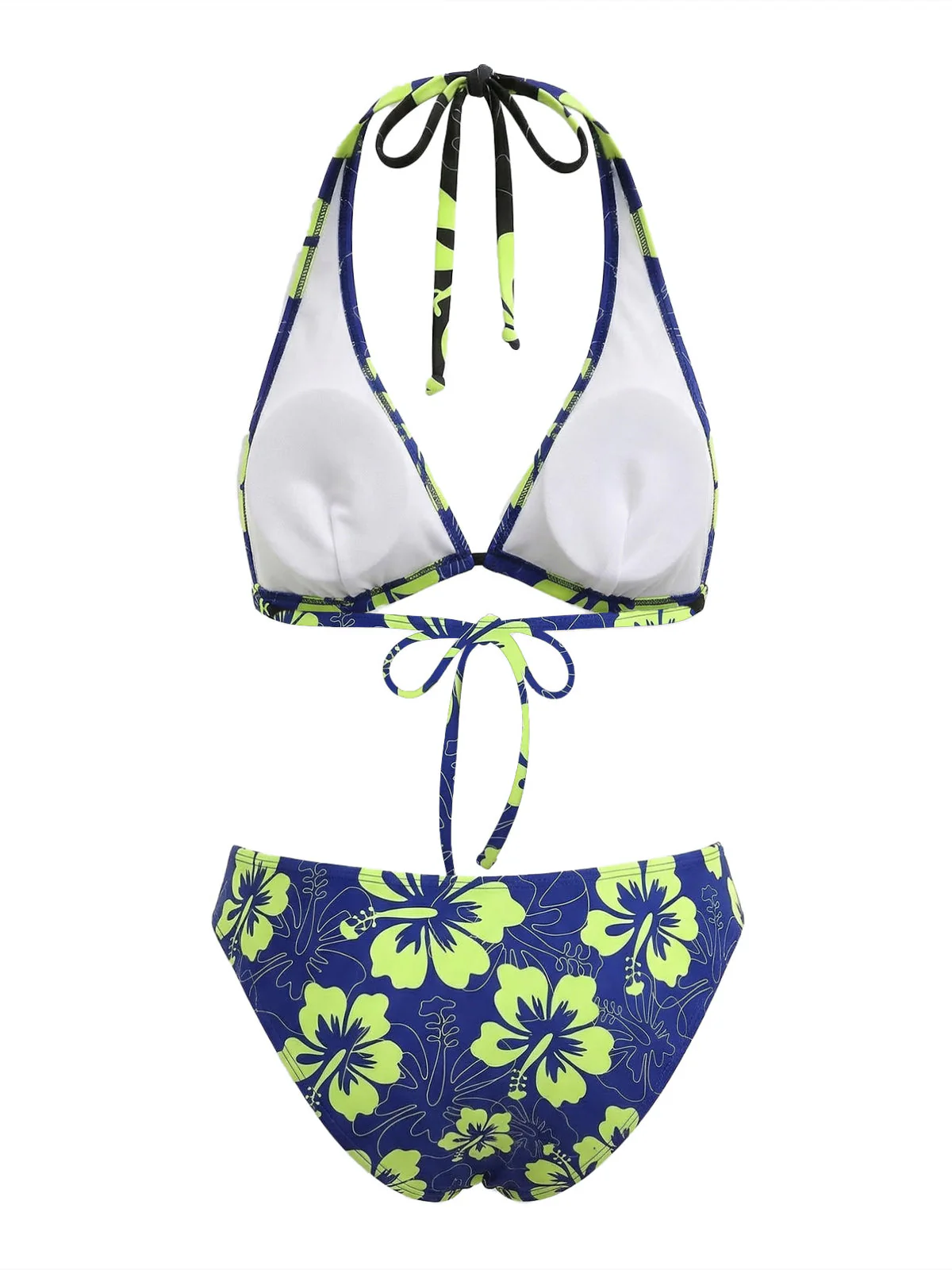 Bikini Triangle Licou Imprimé Hibiscus Marron Années 1960 - Image 5