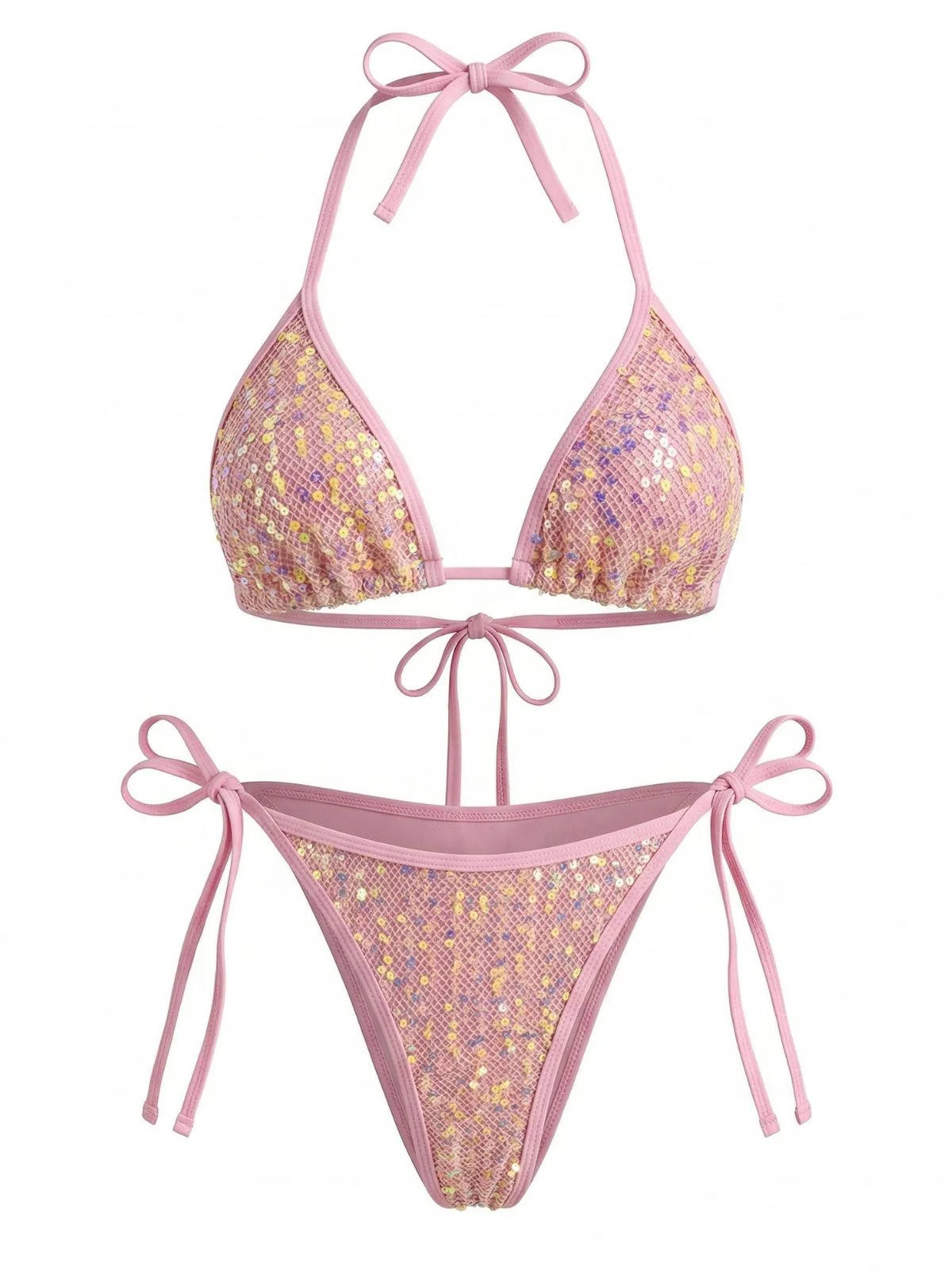 Bikini triangle sequins dos nu noué Y2K 2000s - Image 2