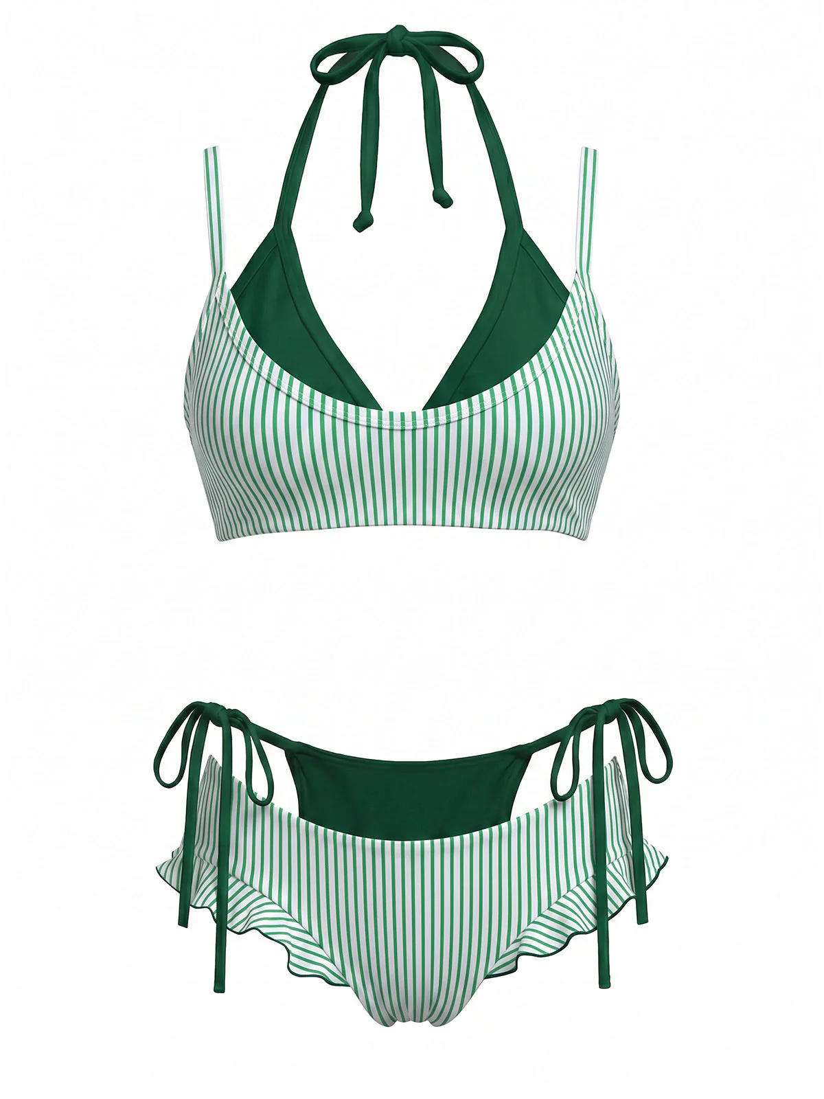 Bikini Vert Double Couche à Carreaux Années 1950