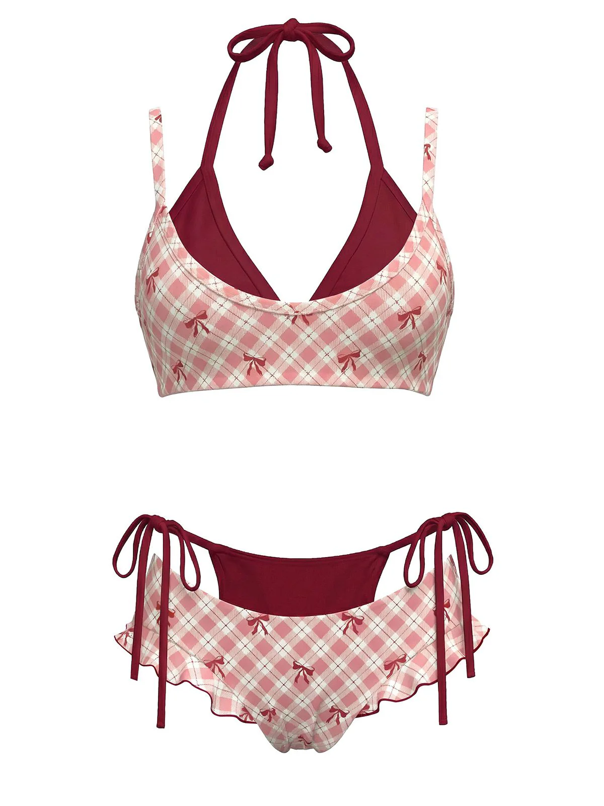 Bikini Vert Double Couche à Carreaux Années 1950 - Image 2