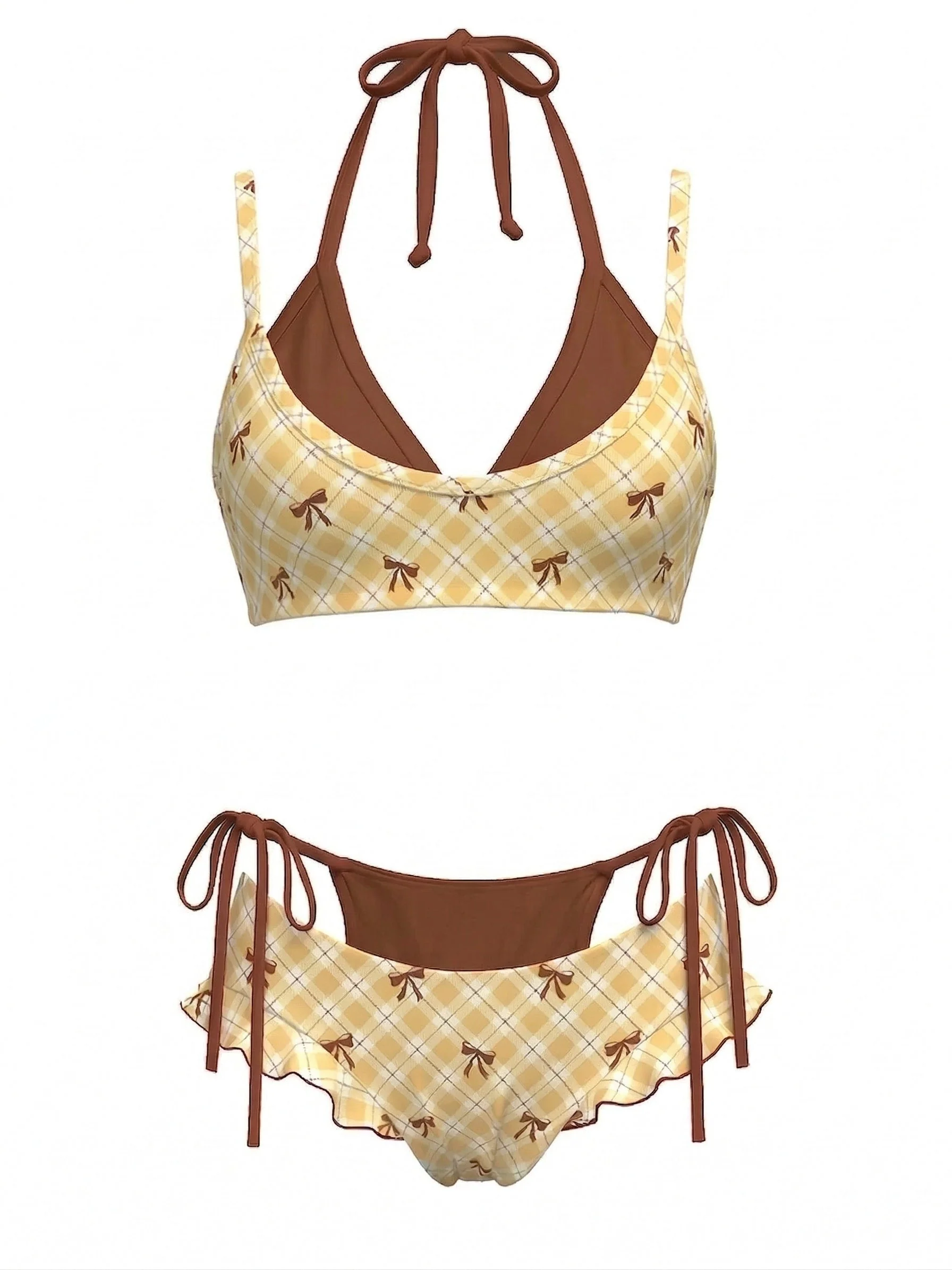 Bikini Vert Double Couche à Carreaux Années 1950 - Image 4