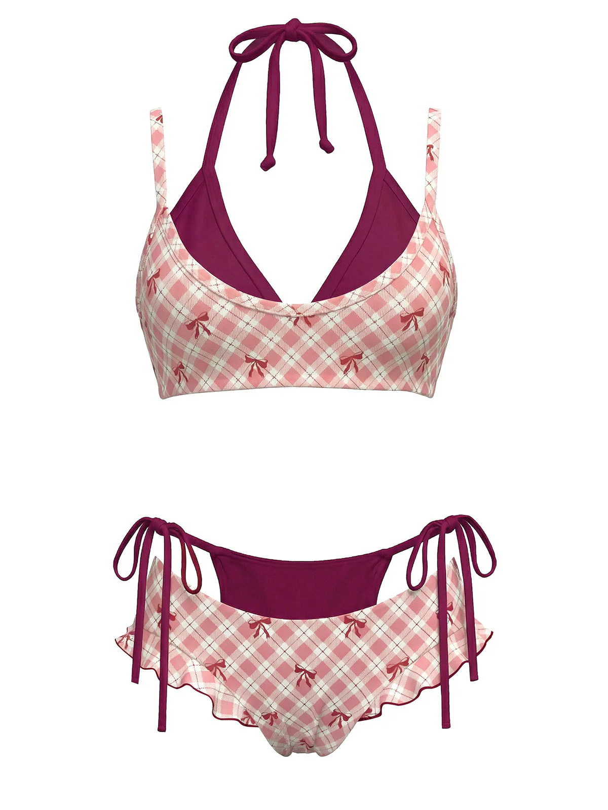 Bikini Vert Double Couche à Carreaux Années 1950 - Image 5