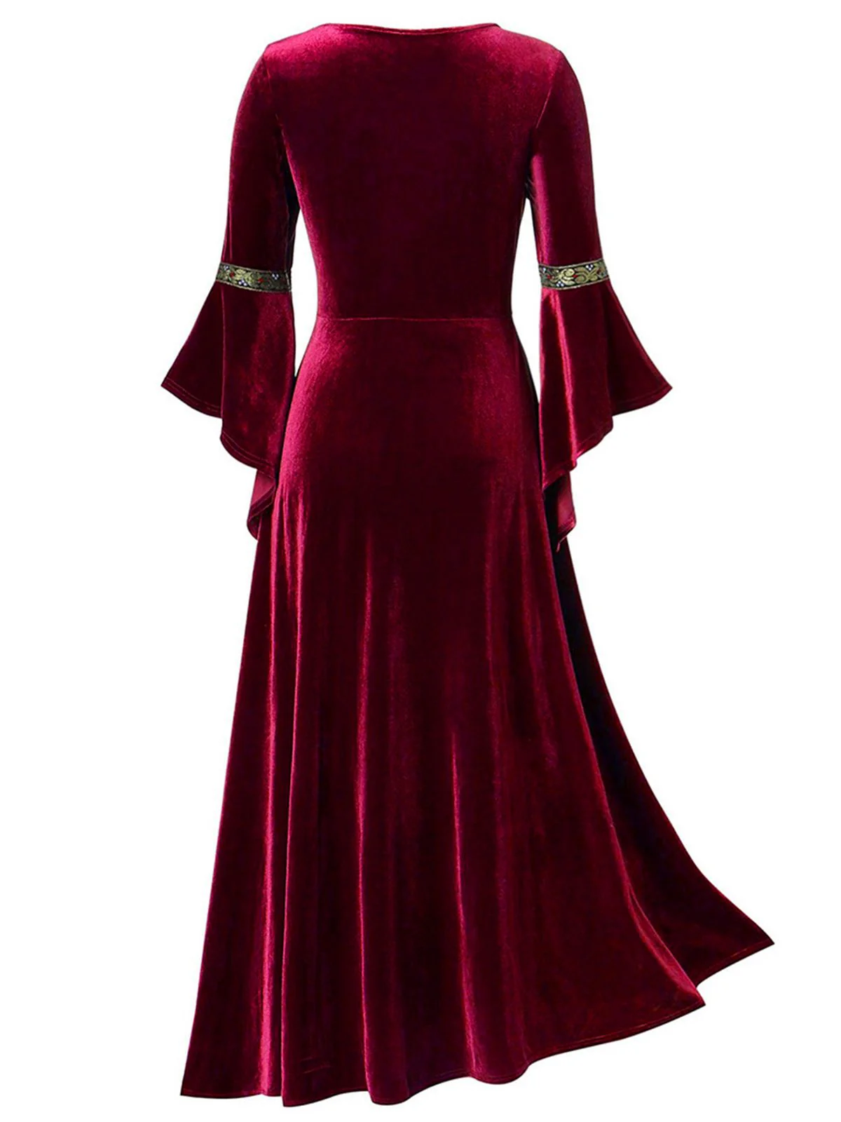 Robe Renaissance médiévale en velours à bordure dorée des années 1930 - Image 4