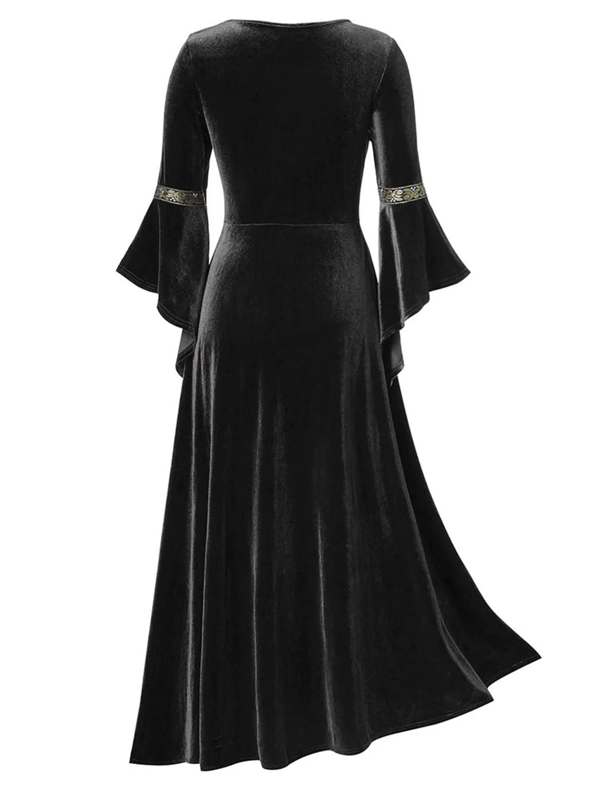 Robe Renaissance médiévale en velours à bordure dorée des années 1930 - Image 6
