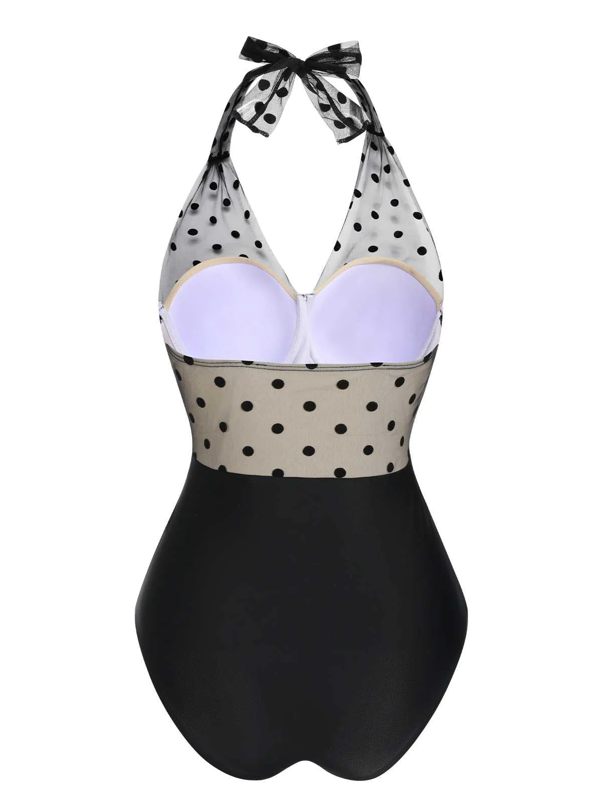 Maillot de bain en maille à pois noir des années 1950 - Image 4