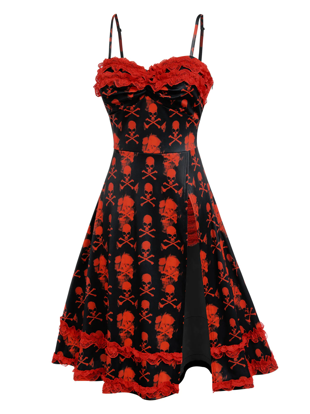 Robe noire à bretelles en dentelle tête de mort des années 1950 - Image 2