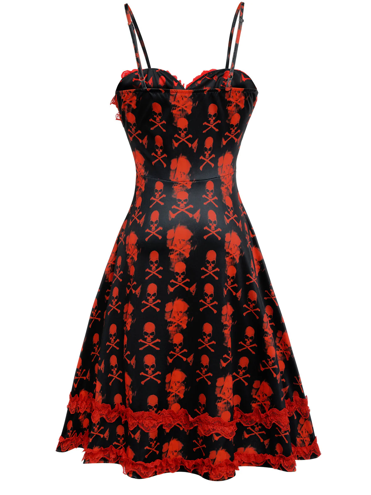 Robe noire à bretelles en dentelle tête de mort des années 1950 - Image 4