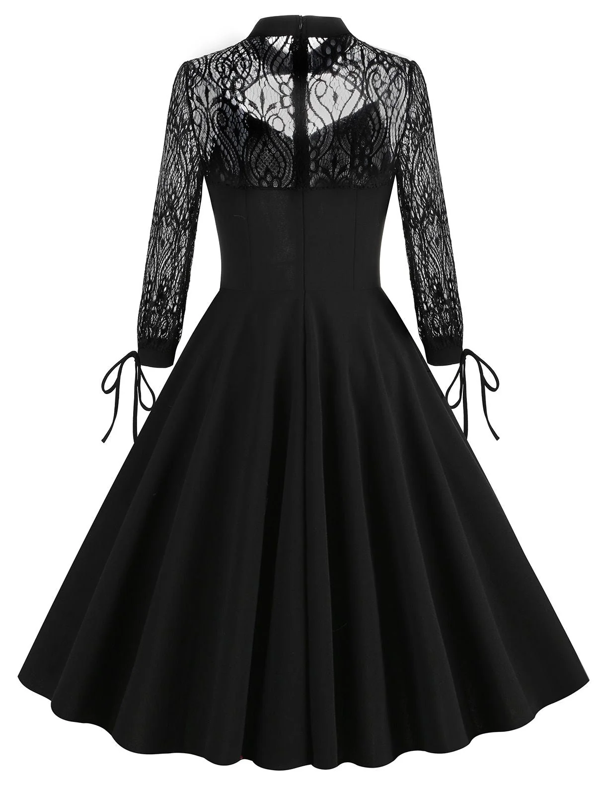 Robe noire patchwork brodée de dentelle d'Halloween - Image 3
