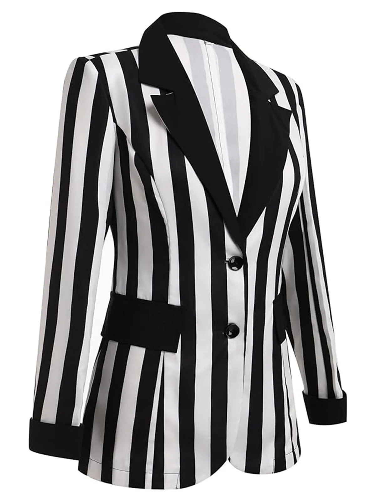 Blazer à rayures noires et blanches contrastées à revers des années 1950 - Image 4