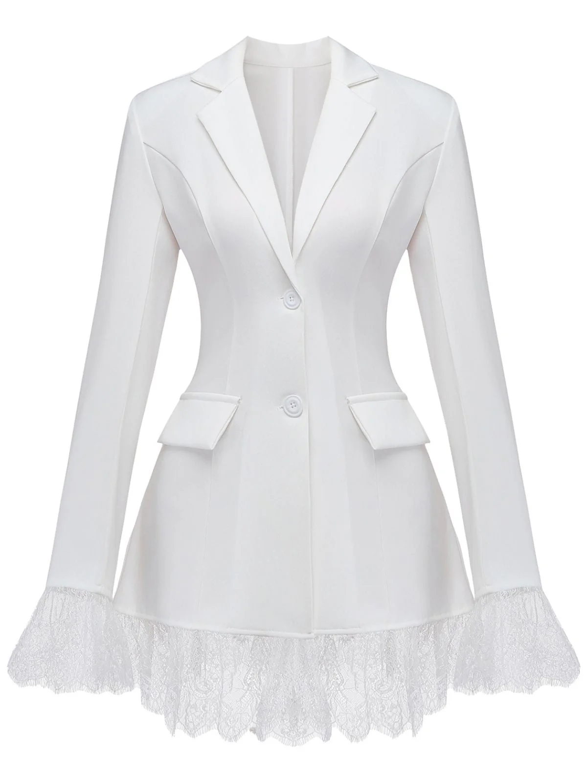 Blazer tailleur uni bordure dentelle 1960s