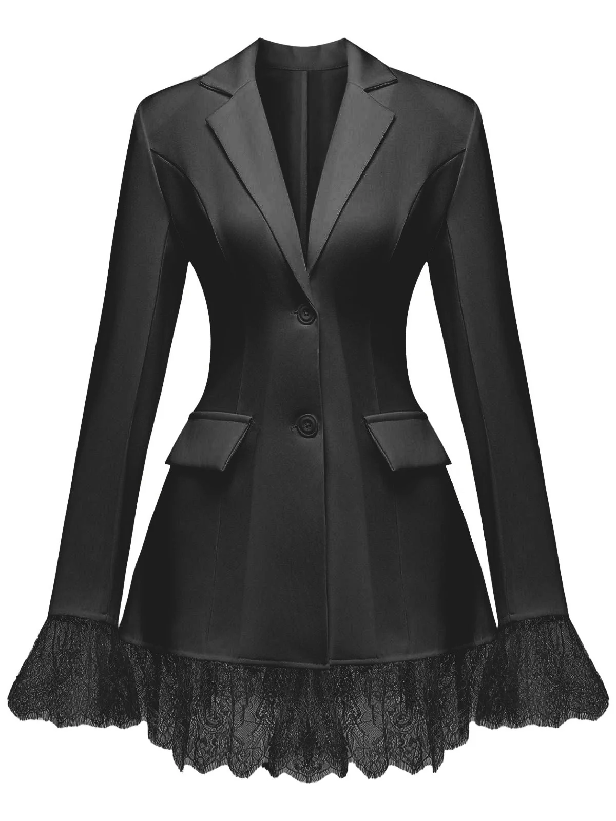 Blazer tailleur uni bordure dentelle 1960s - Image 6