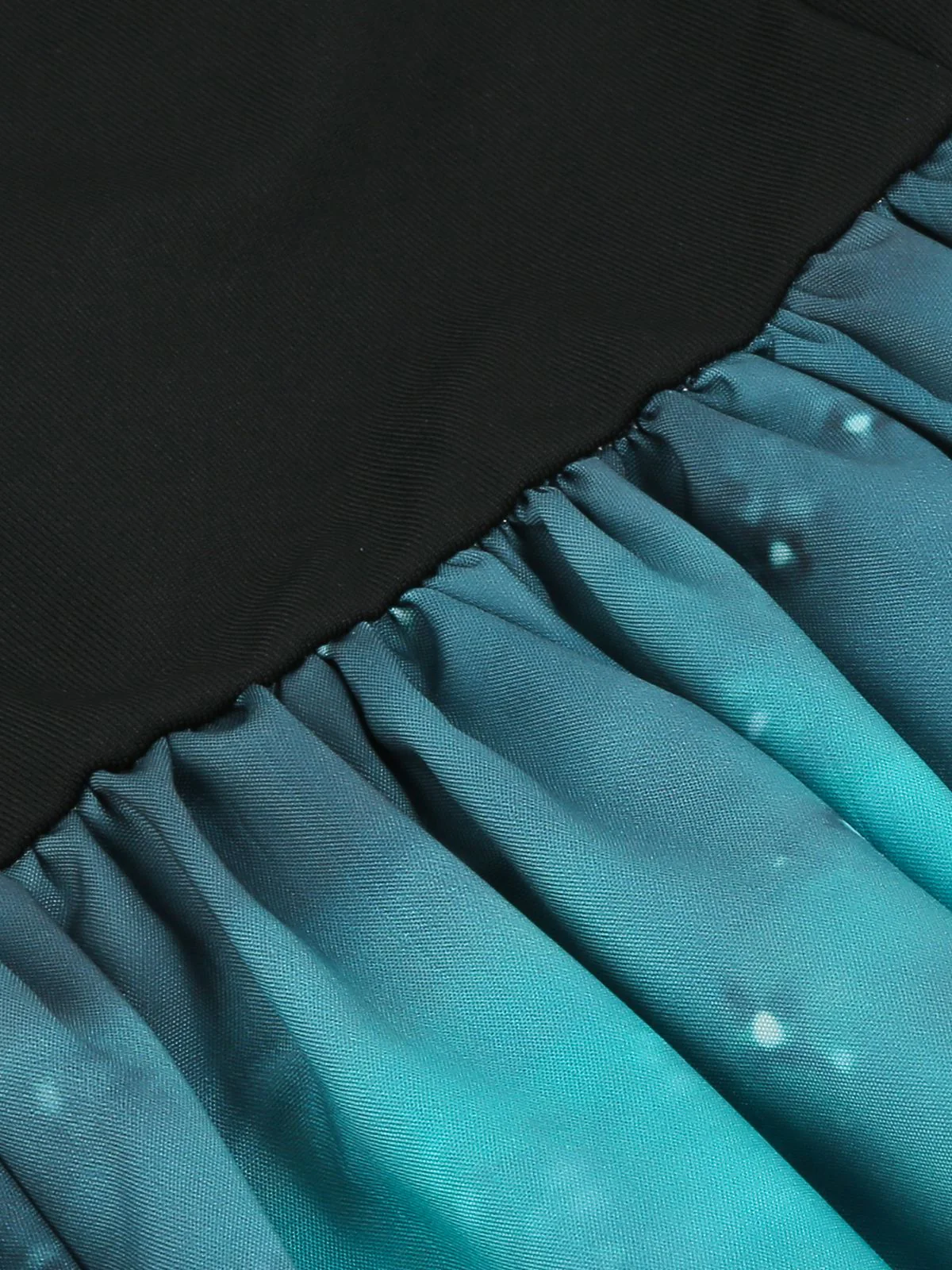 Robe patchwork en dentelle de château d'Halloween des années 1950 bleue - Image 6