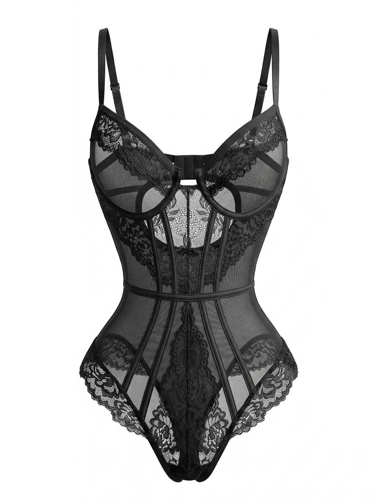 Body lingerie dentelle florale années 1980 - Image 8