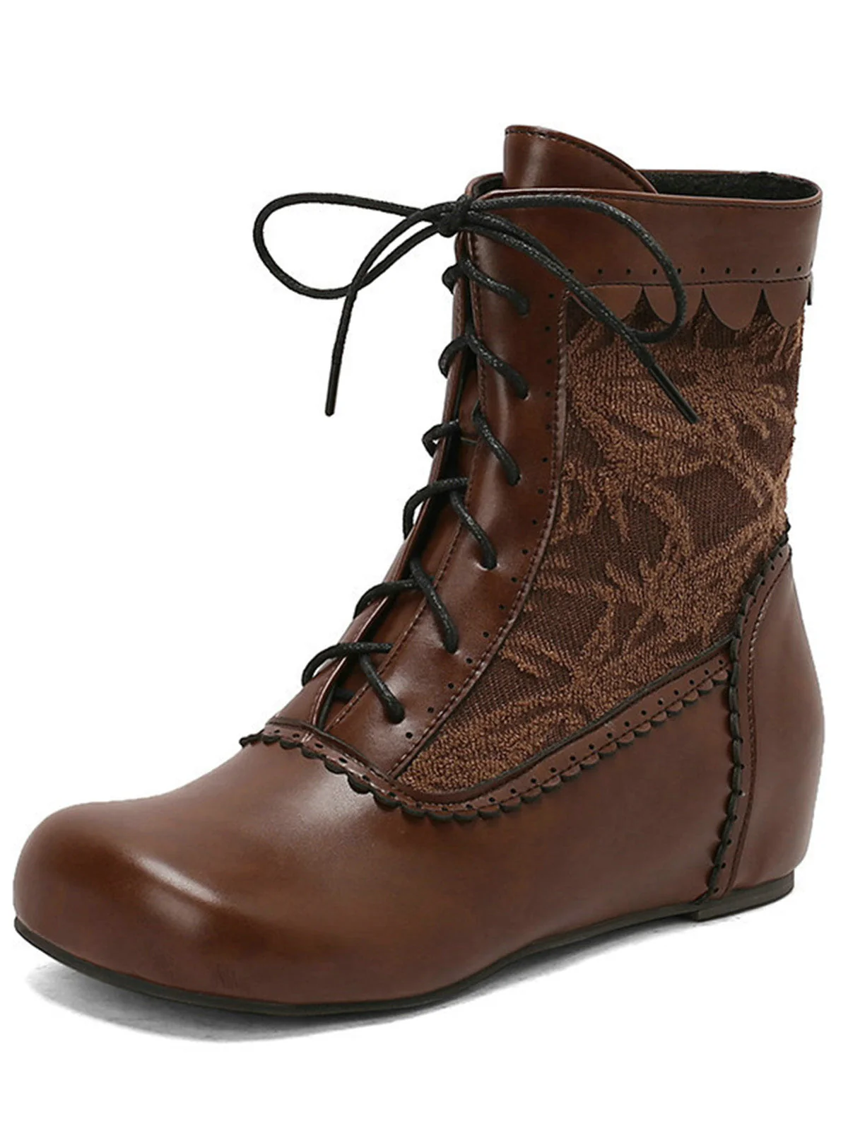 Bottes à lacets brodées vintage avec talon intérieur