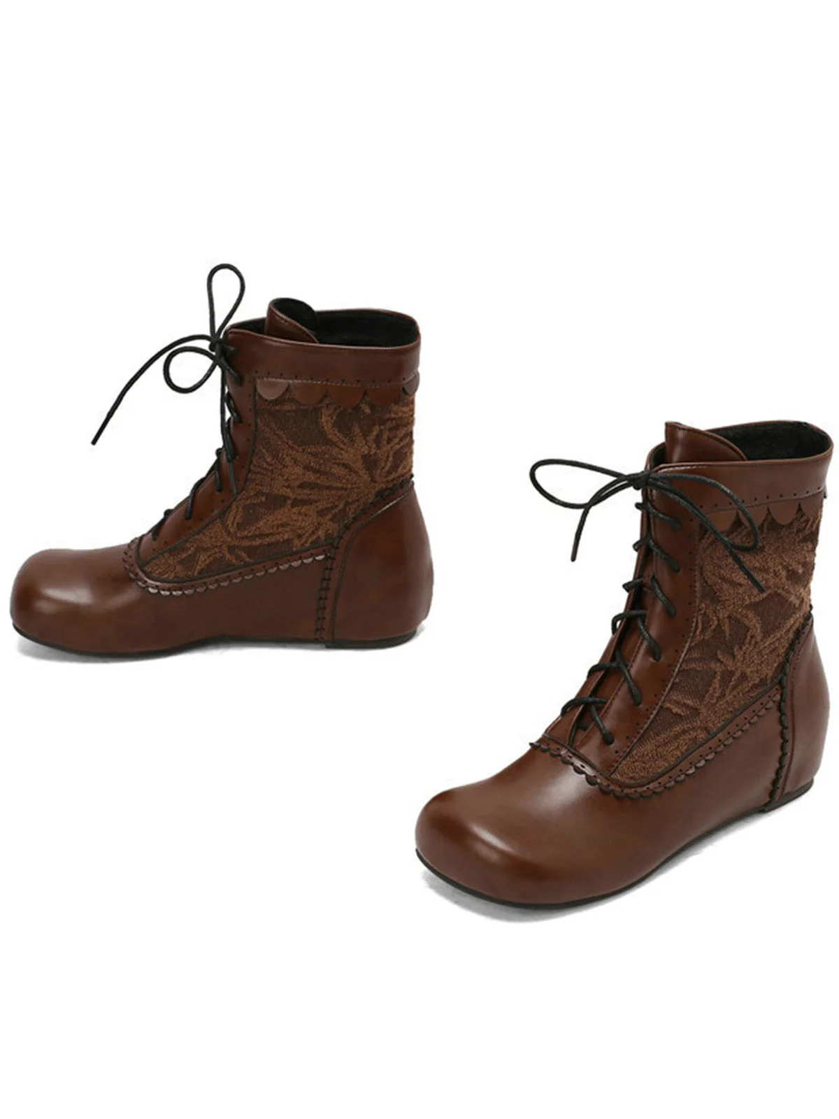 Bottes à lacets brodées vintage avec talon intérieur - Image 11