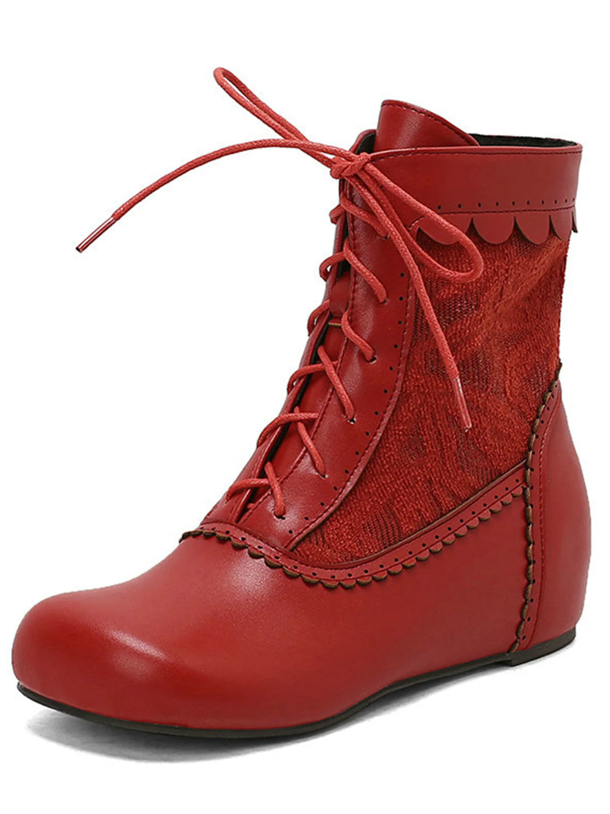Bottes à lacets brodées vintage avec talon intérieur - Image 2