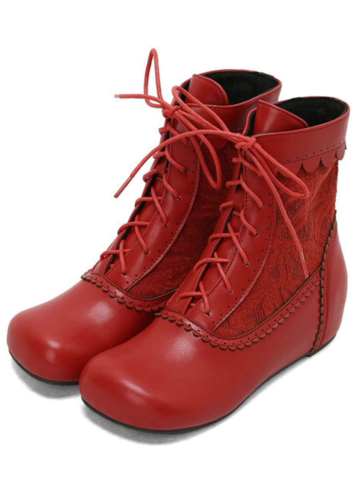 Bottes à lacets brodées vintage avec talon intérieur - Image 3