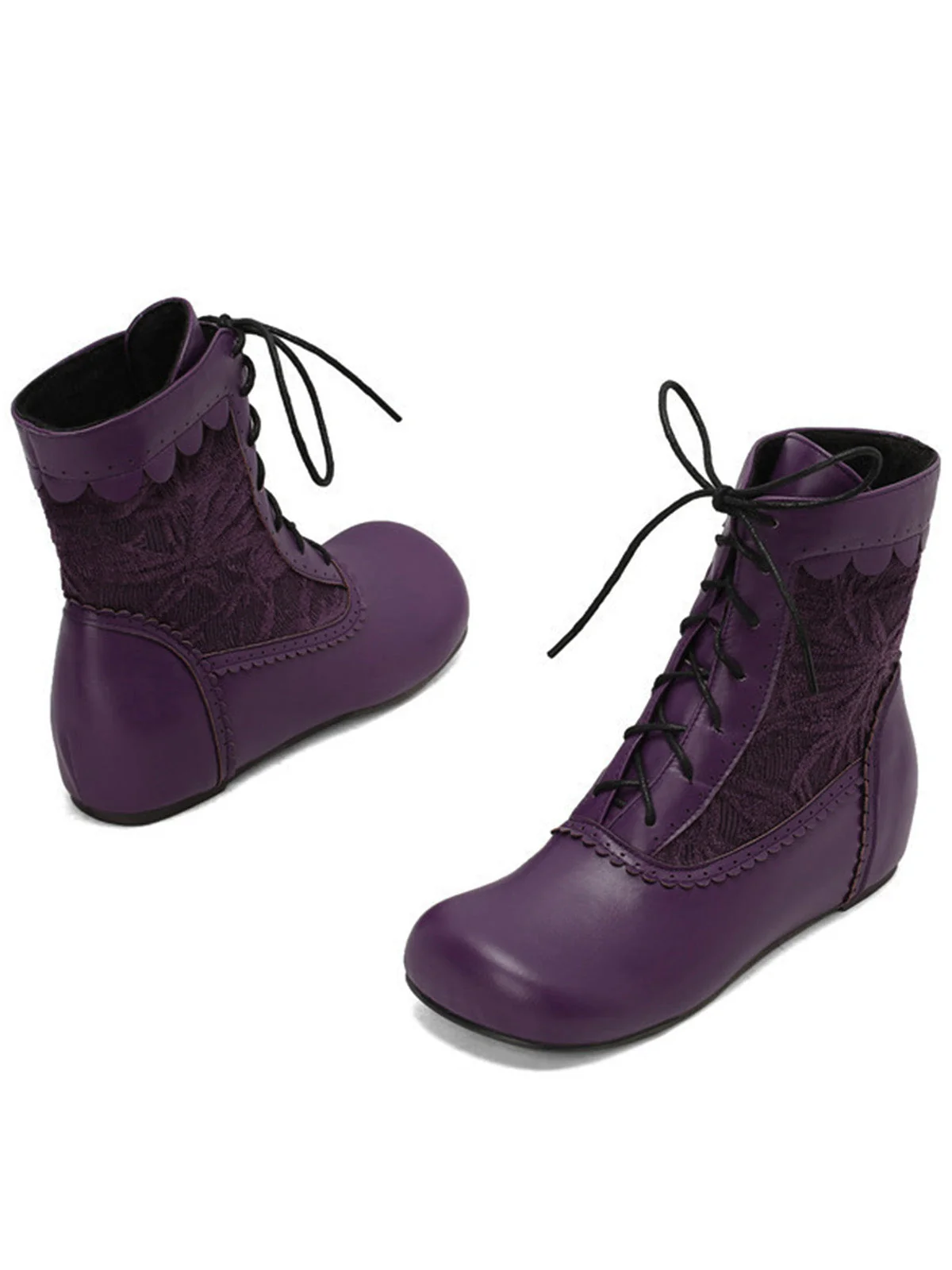 Bottes à lacets brodées vintage avec talon intérieur - Image 9