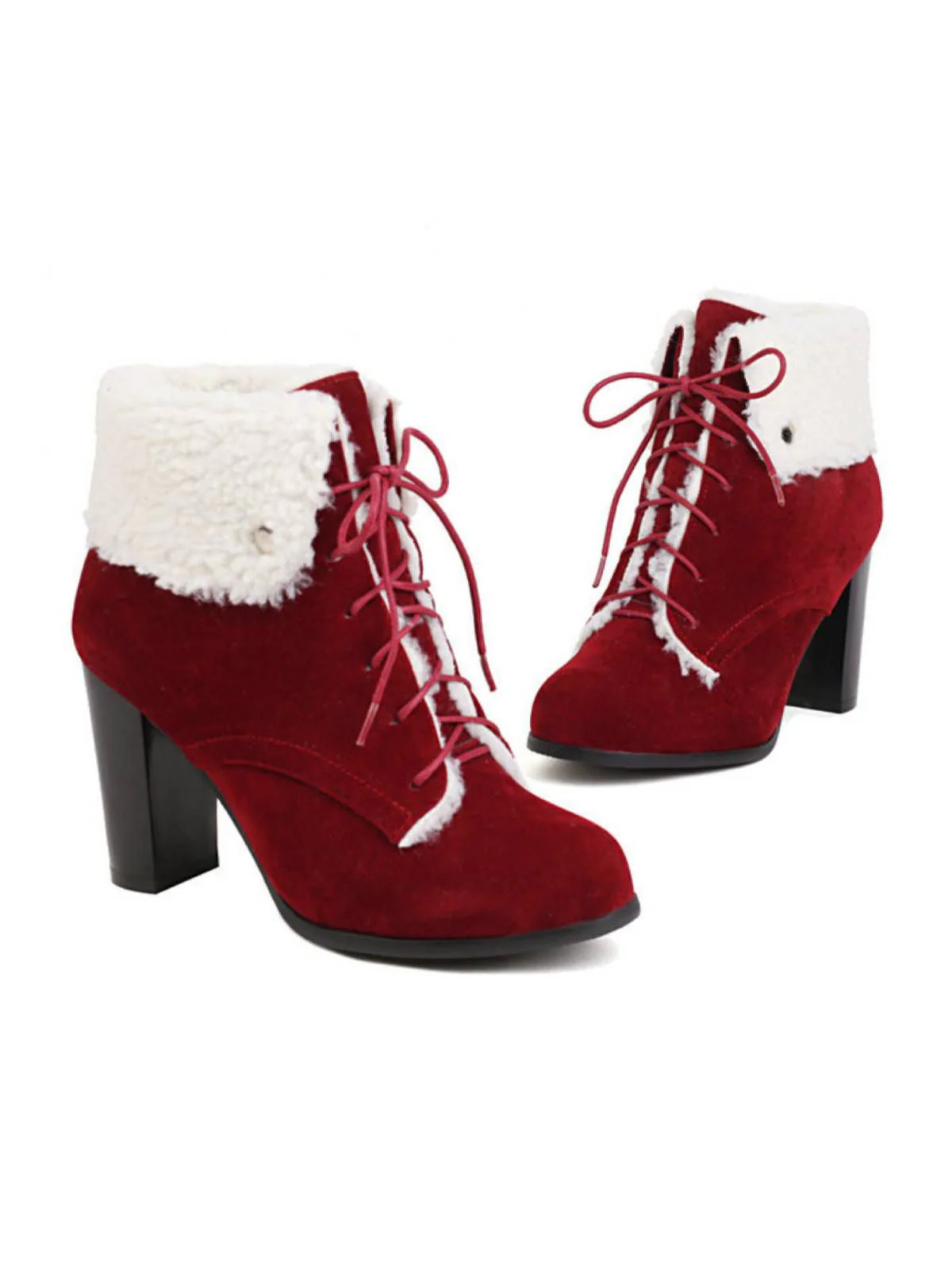 Bottes à talons épais en daim à lacets solides - Image 10