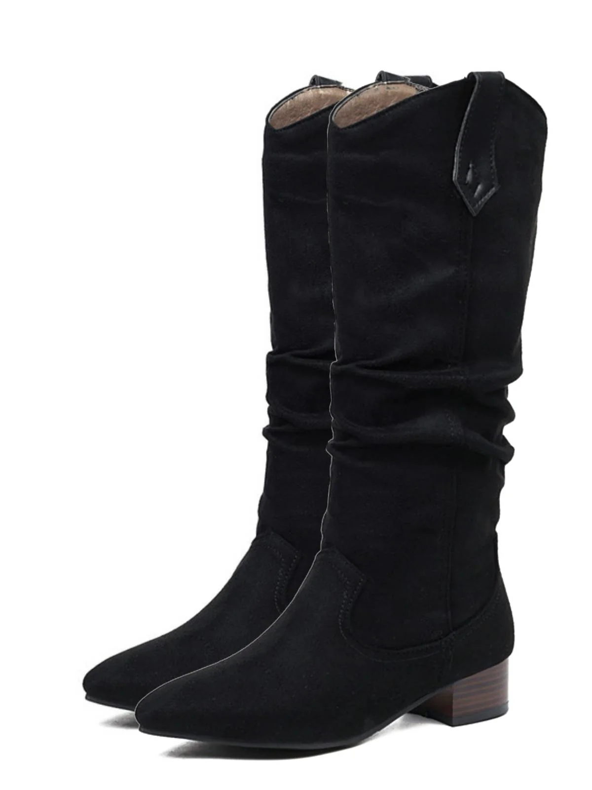 Bottes à talons longs en daim rétro en peluche - Image 3