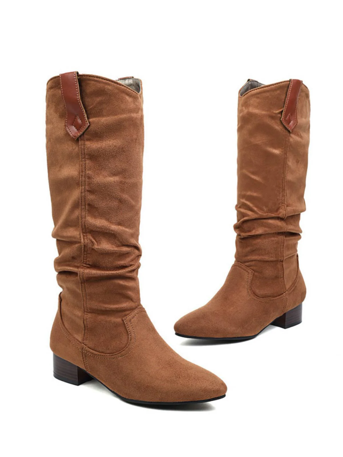Bottes à talons longs en daim rétro en peluche - Image 4