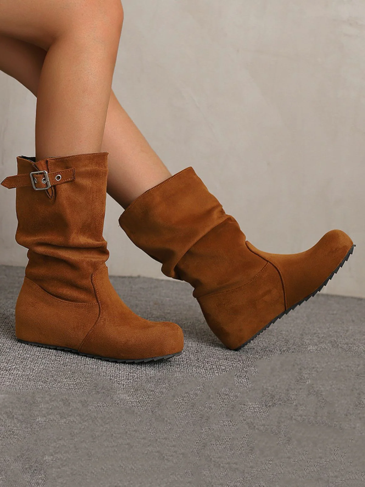 Bottes compensées en daim avec boucle - Image 3
