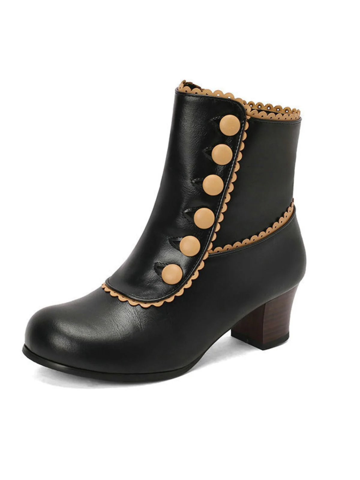 Bottes courtes à talons épais et doublure en fausse fourrure vintage - Image 2