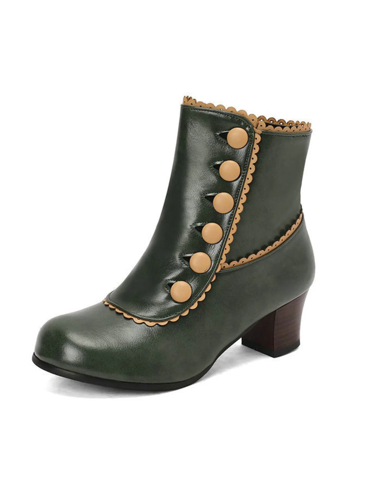 Bottes courtes à talons épais et doublure en fausse fourrure vintage - Image 4