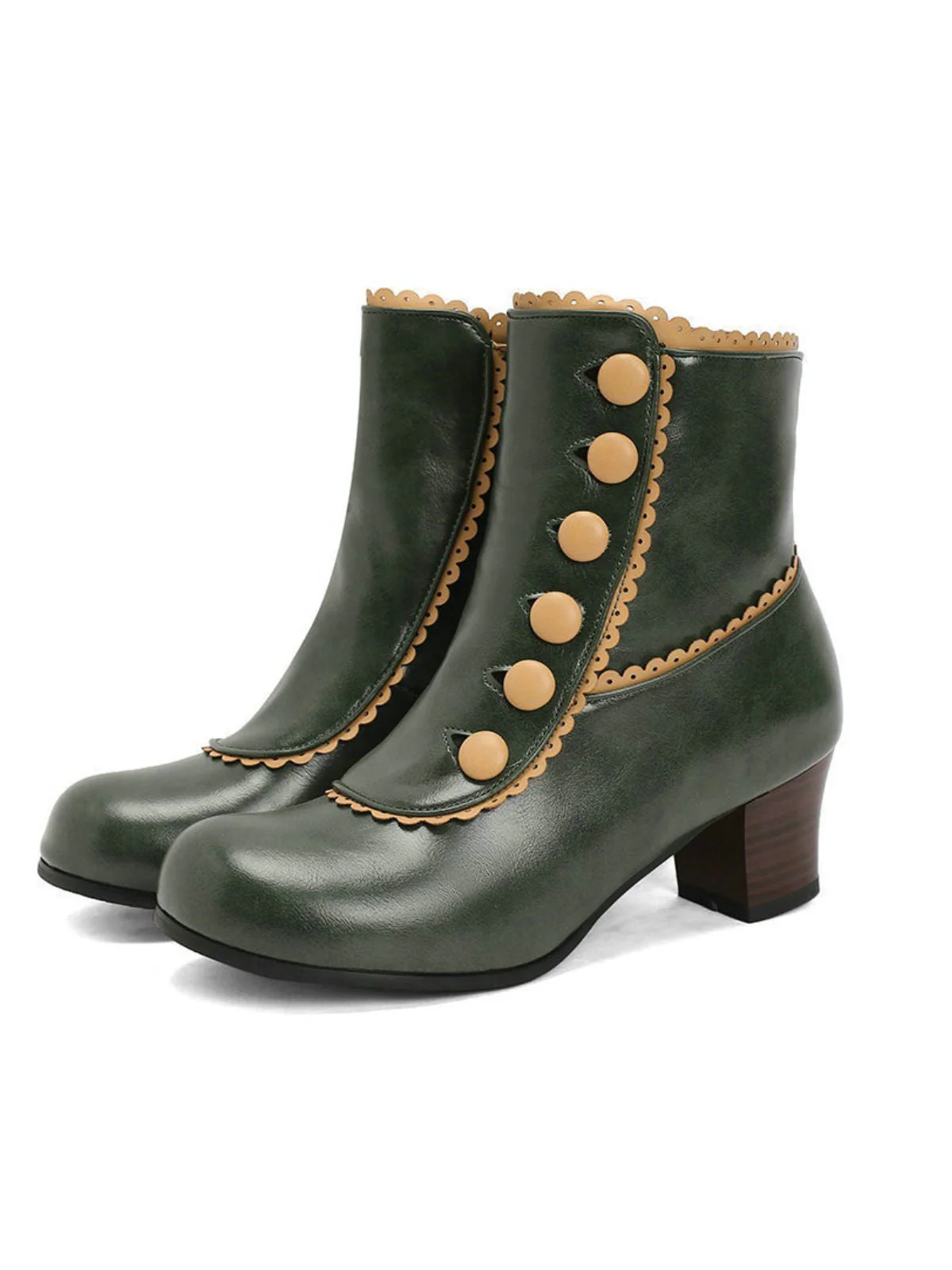 Bottes courtes à talons épais et doublure en fausse fourrure vintage - Image 7