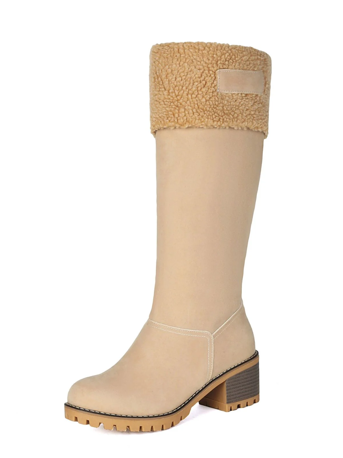 Bottes de neige d'hiver à talons carrés en faux daim - Image 4