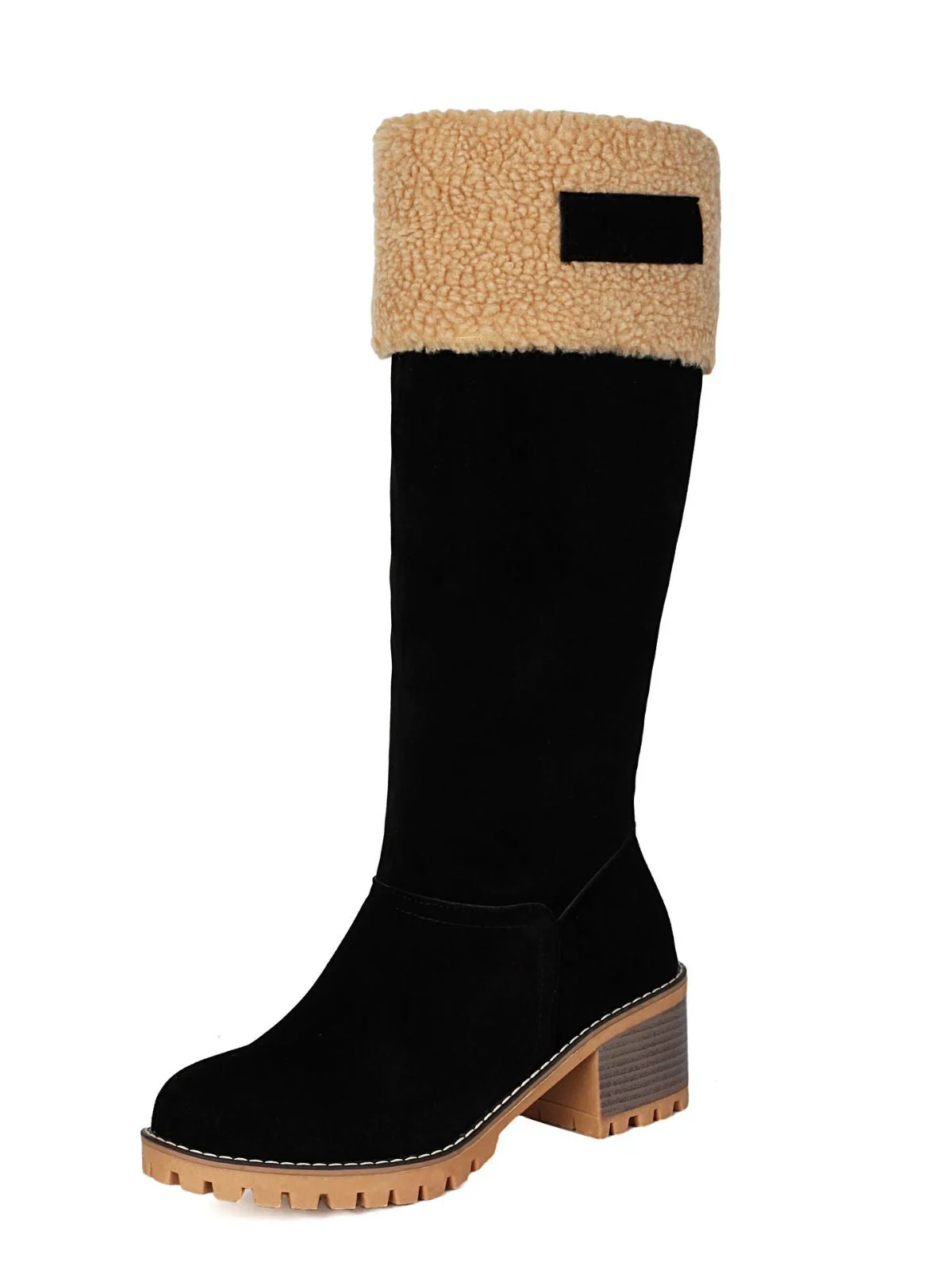 Bottes de neige d'hiver à talons carrés en faux daim - Image 6