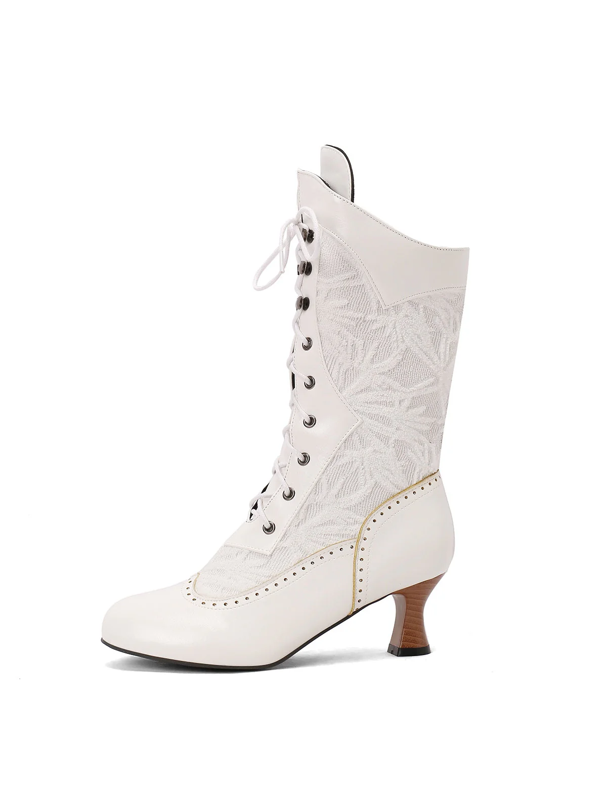 Bottes hautes à lacets en patchwork de dentelle - Image 10