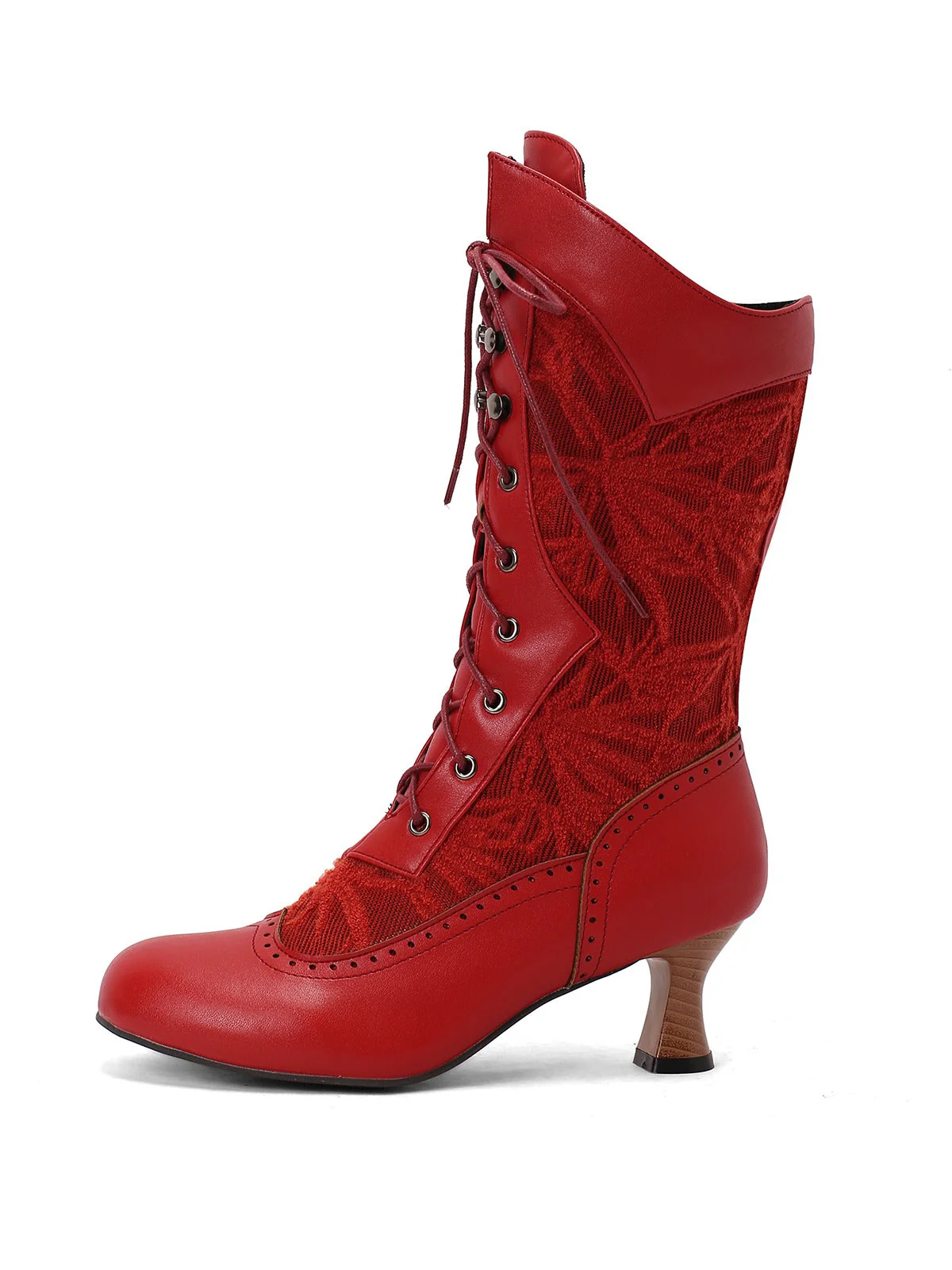 Bottes hautes à lacets en patchwork de dentelle - Image 15