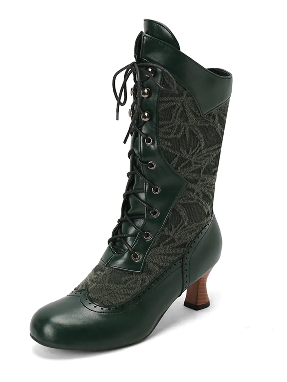 Bottes hautes à lacets en patchwork de dentelle - Image 18