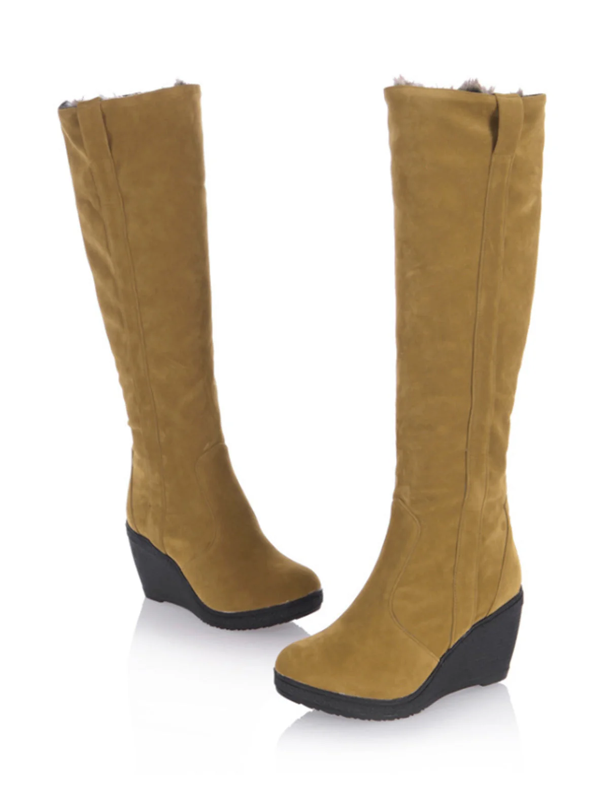 Bottes hautes à talon compensé en cuir givré - Image 2