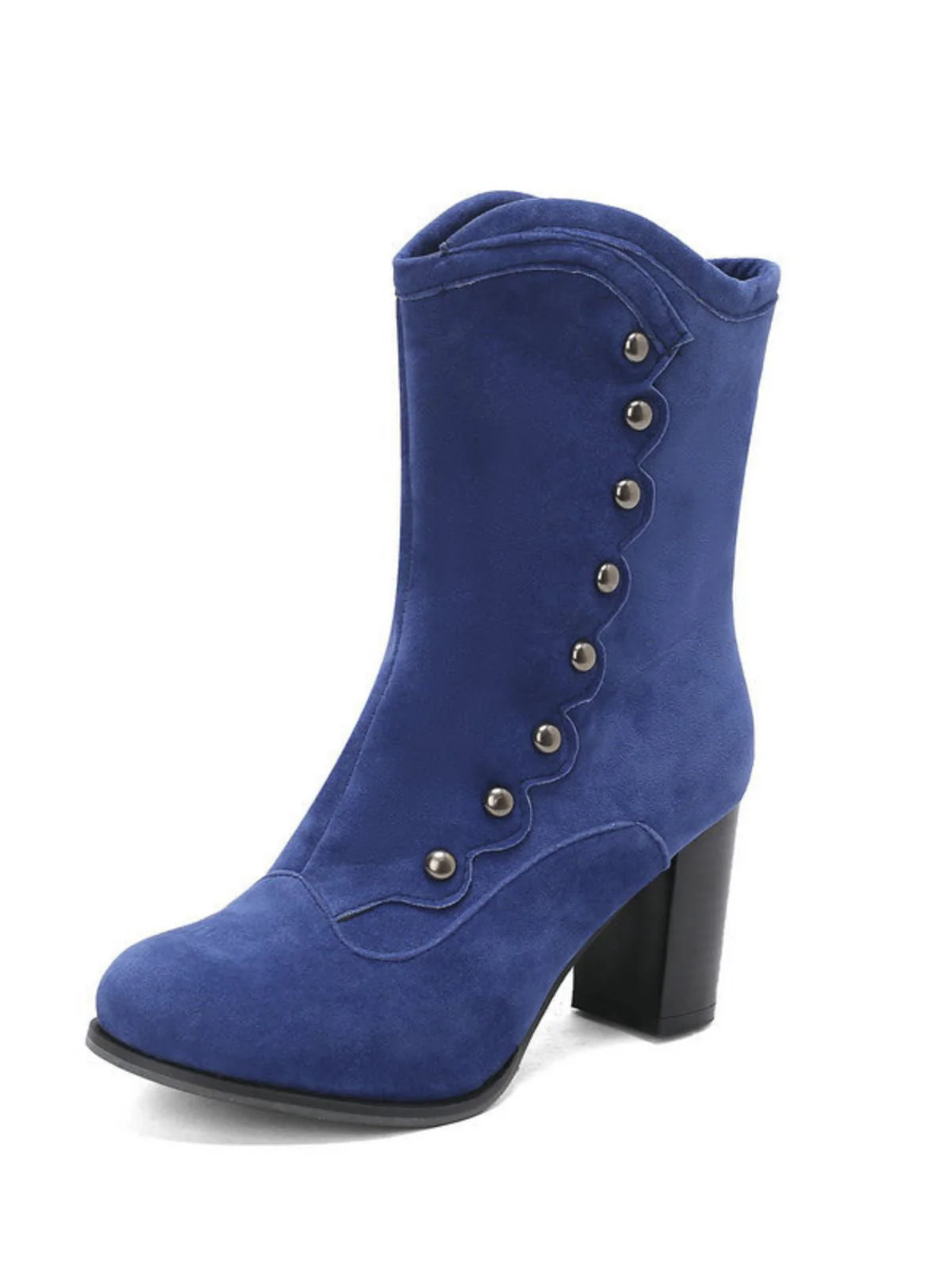 Bottes mi-mollet cloutées en daim doublées de fausse fourrure - Image 13