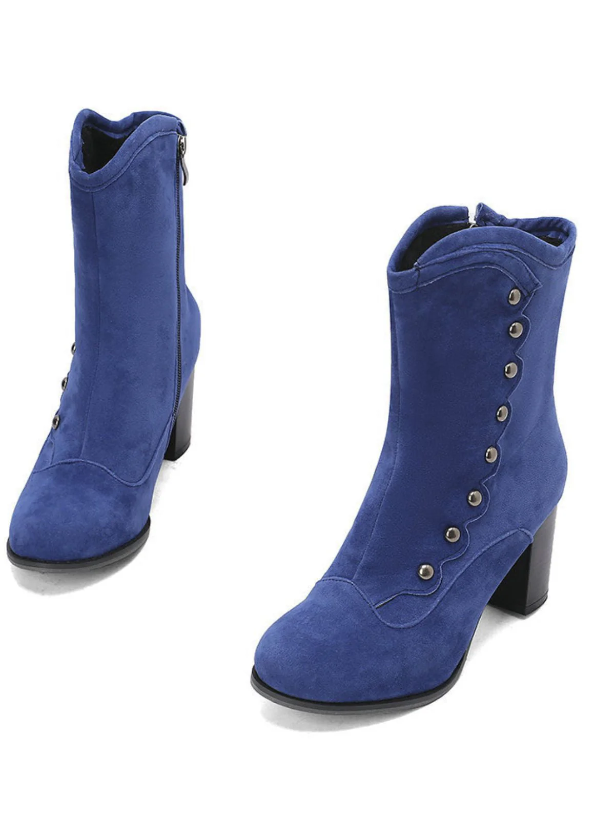 Bottes mi-mollet cloutées en daim doublées de fausse fourrure - Image 16