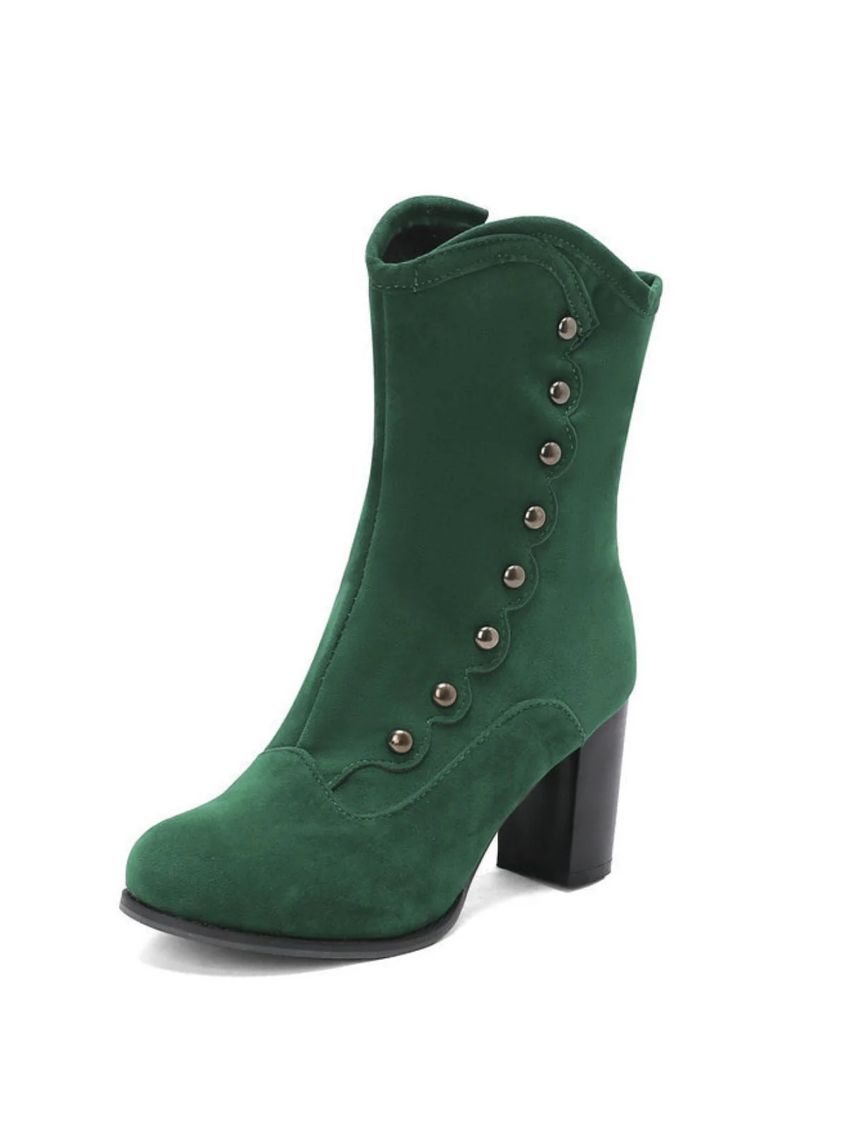 Bottes mi-mollet cloutées en daim doublées de fausse fourrure - Image 17